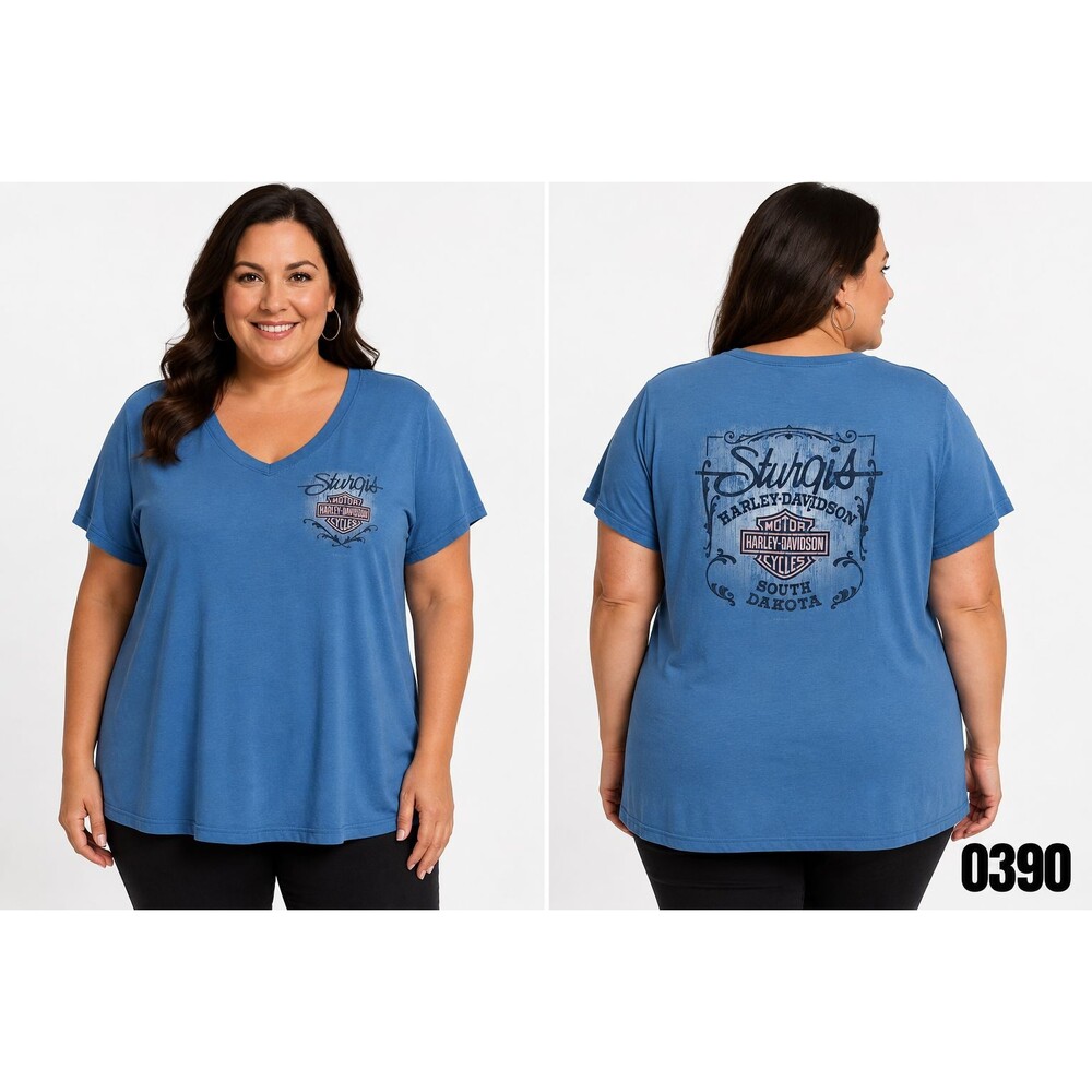Harley-Davidson Women's Sturgis South Dakota V-Neck Graphic Tee – 2XL- 0390
